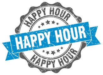 happy hour stamp. sign. seal