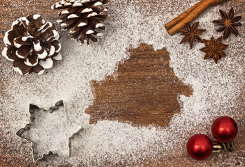 Festive motif of flour in the shape of Belarus (series)