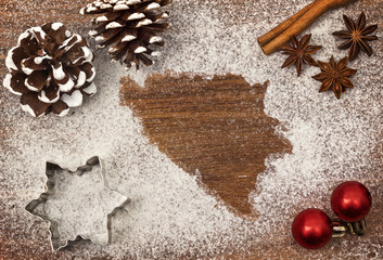 Festive motif of flour in the shape of Bosnia and Herzegovina (series)