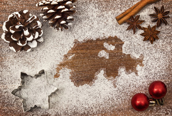 Festive motif of flour in the shape of Switzerland (series)