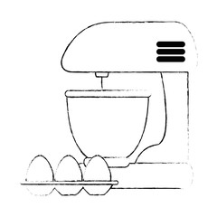mixer electric with eggs vector illustration design