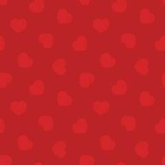 Red background with hearts for Valentine's Day. Vector seamless pattern background.