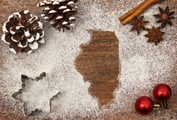 Festive motif of flour in the shape of Illinois (series)