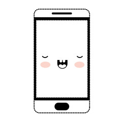 kawaii smartphone in black dotted silhouette