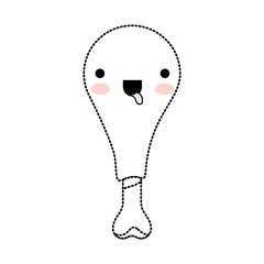 kawaii chicken thigh in black dotted silhouette