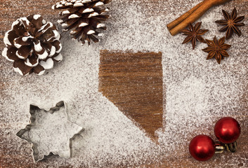 Festive motif of flour in the shape of Nevada (series)