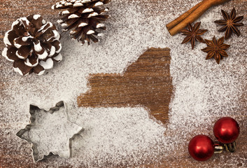 Festive motif of flour in the shape of New York (series)