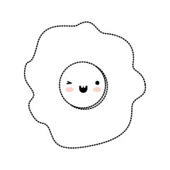 kawaii fried egg in black dotted silhouette