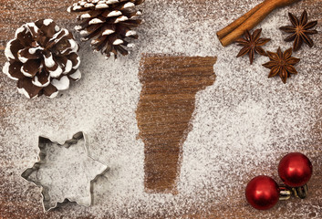 Festive motif of flour in the shape of Vermont (series)