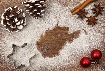 Festive motif of flour in the shape of West Virginia (series)