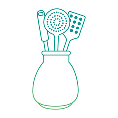 spoons cutlery in pot vector illustration design