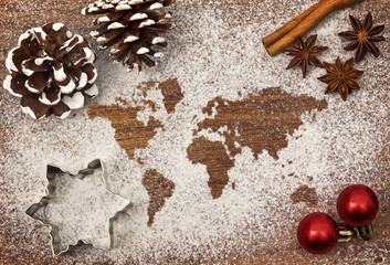 Festive motif of flour in the shape of the world (series)