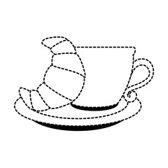 coffee cup with croissant vector illustration design