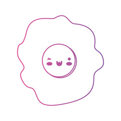 kawaii fried egg in degraded magenta to purple color contour