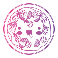 kawaii pizza in degraded magenta to purple color contour