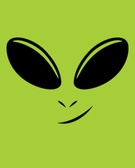 Naklejka premium Alien Face / Vector cartoon illustration of green alien face. 