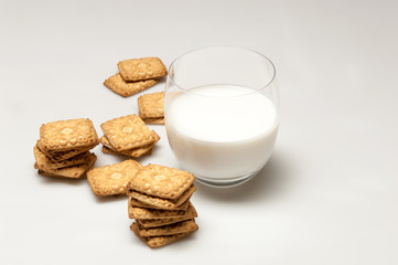 milk and crackers isolated