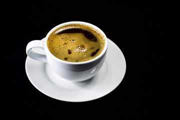coffee cup hot on black background 