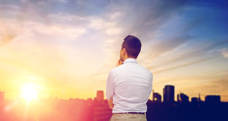 businessman thinking from back