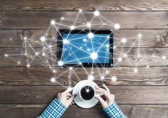 Concept of social communication and networking with social connection lines