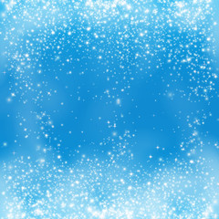 Falling snow on the blue background. Snowflake on winter blue sky vector