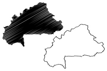 Burkina Faso map vector illustration, scribble sketch Burkina Faso