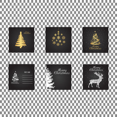 Fototapeta na wymiar vector illustration of happy new year 2018 gold and black collors place for text christmas balls star champagne glass flayer brochure