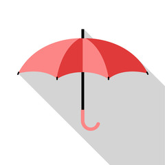 Flat umbrella icon with long shadows.