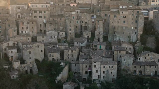 view at the old  famous tuff city Sorano