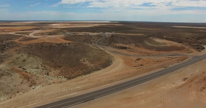 Aerial dolley westwards Gladstone Lookout with Caravans