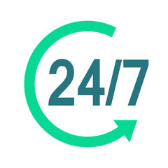 flat design 24 hours 7 days a week icon vector illustration