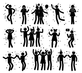 Celebration Poses Collection of Black Silhouettes