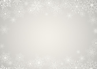 Light Christmas background with snowflakes. Greeting card or invitation. Merry Christmas and Happy New Year. Element for design.