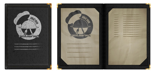 restaurant menu notebook in black leather binding