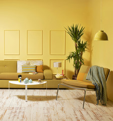 yellow wall modern interior style