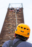 climbing wood wall at safety adventure park