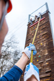 climbing wood wall at safety adventure park