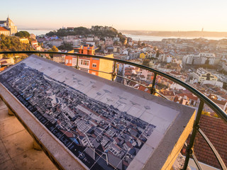 Cityscape of Lisbon, Portugal, at sunset