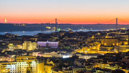 Fototapeta na wymiar Cityscape of Lisbon, Portugal, at sunset
