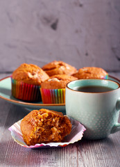 Pumpkin muffins and cup of tea