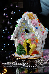 gingerbread house with whipped cream