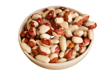 Сolorful red and white kidney beans isolated on white background