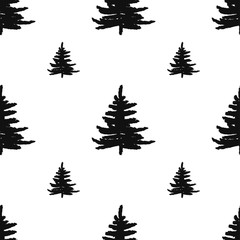 Obraz premium abstract art vector background. Christmas tree seamless pattern illustration for wrapping paper of fabric
