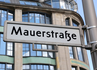 indication of the main street of Berlin called Mauerstrasse that