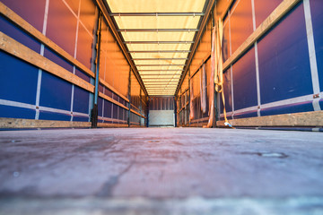 Fototapeta premium cargo area of a curtain side trailer