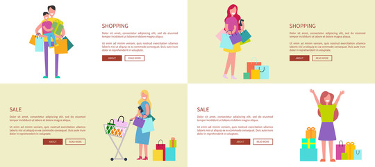 Set of Four Web-pages Vector Illustration on White