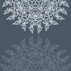 Vintage invitation card on grunge background with lace ornament. Template frame design for card.Can be used for packaging,invitations, Valentine's Day decoration,bag template.