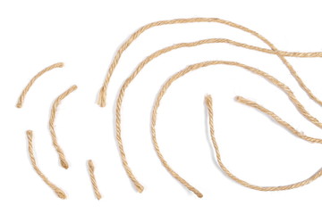 Strings isolated on white background texture, top view
