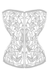 Coloring  page for adults. Corset with diamonds. Art Therapy. Line art illustration.