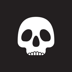White skull silhouette on black background.